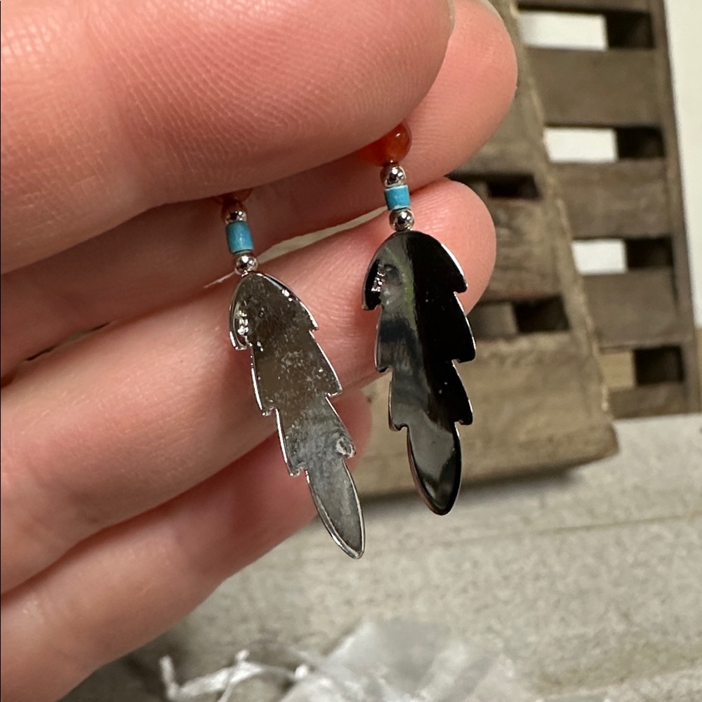 Navajo tribal Native American great shape 925 sterling silver stamped earrings - Picture 5 of 6